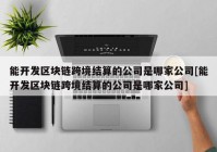 能开发区块链跨境结算的公司是哪家公司[能开发区块链跨境结算的公司是哪家公司]